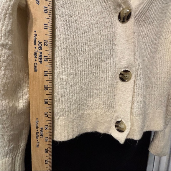 Quince Baby Alpaca-Wool Blend Cropped Ivory Cardigan - Picture 13 of 16